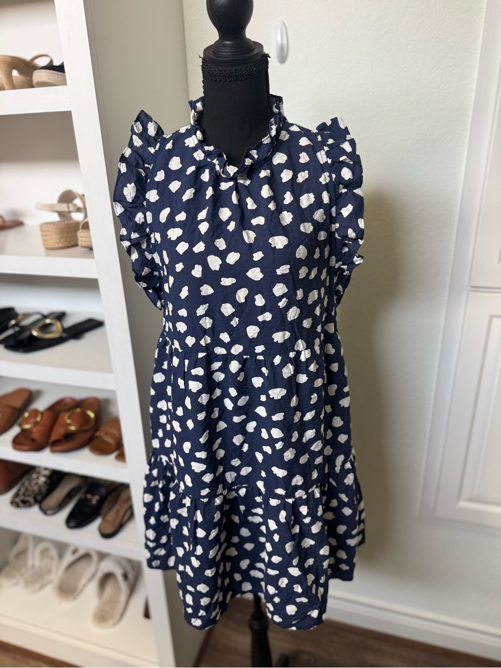 Navy and White Polka Dot Dress